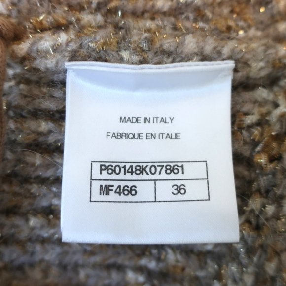 CHANEL F/W 2018 STRIPED KNIT TUNIC DRESS BEIGE/GOLD SIZE 36 KIMONO SLEEVE MINI - Picture 8 of 10